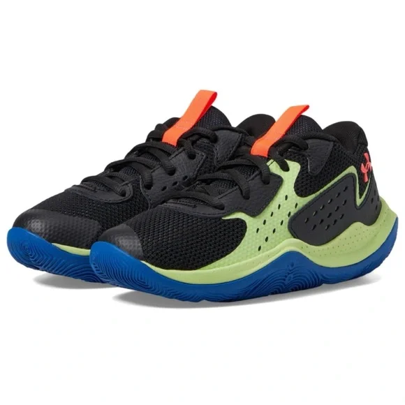 UNDER ARMOUR • Kids Black/Green Jet '23 Basketball Sneakers, 3.5Y - Picture 1 of 16